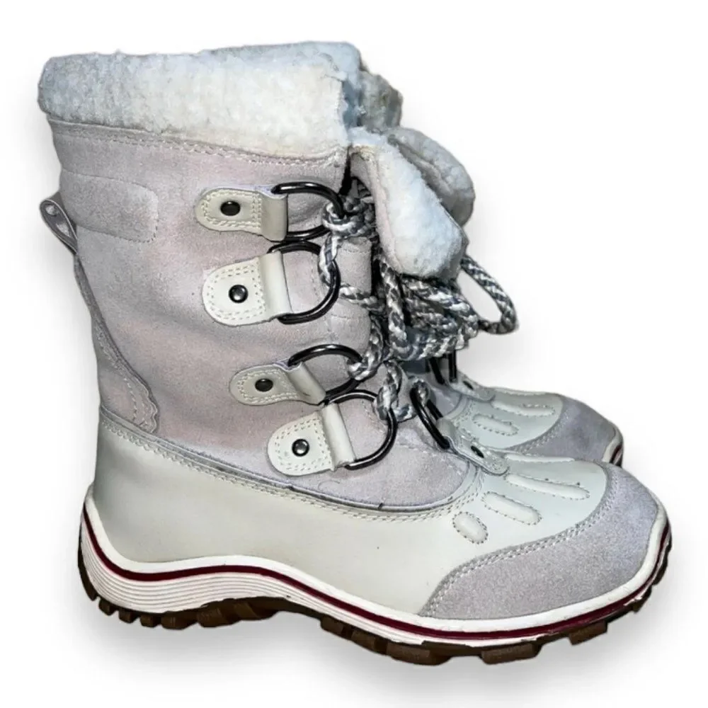 Pajar Alina Round Toe Waterproof Winter Boots White Leather‎ Women's 6.5